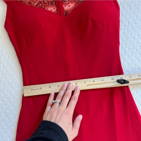 STUNNING Red Alyce Paris Formal Bedazzled Maxi Prom Dress sheer back size 00 - Picture 7 of 16